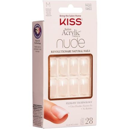 Kiss Salon Acrylic French Nude Collection Cashmere Medium Length Fake Nails 28 Count - Image 3