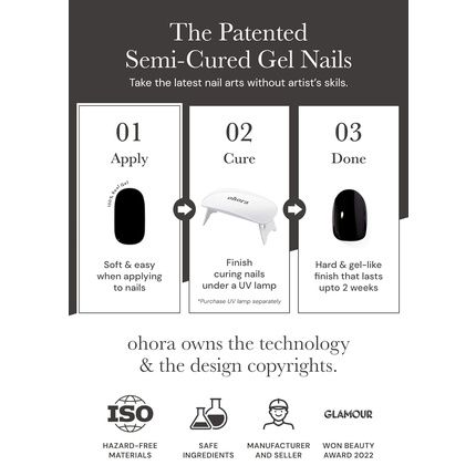 Ohora Semi Cured Gel Nail Strips N Cream Pink - Works With Any Nail Lamps Salon-Quality Long Lasting Easy To Apply & Remove Includes 2 Prep Pads Nail File & Wooden Stick - Image 3