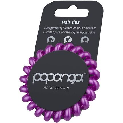 Papanga Spiral Hair Elastics, Metal Edition, Size: Big, Color: Metallic Purple