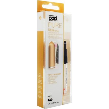 Perfume Pod Clear Refillable Perfume Atomizer With Spray And Genie-S Refill Gold