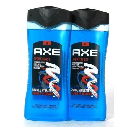 2 Ct Axe 13.5 Ounce Xl Sport Blast Charge & Hydrate Energizing Citrus Fruit 3-In-1 Wash