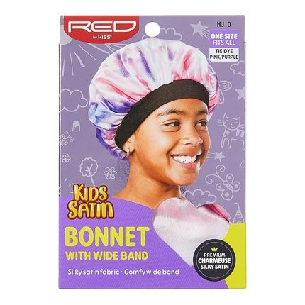 Red By Kiss Kids Satin Bonnet With Wide Band Sleep Cap For Kids Pink/Purple