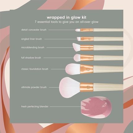 Ecotools Wrapped In Glow Makeup Brush & Sponge Kit 7 Piece Gift Set Cream - Image 3