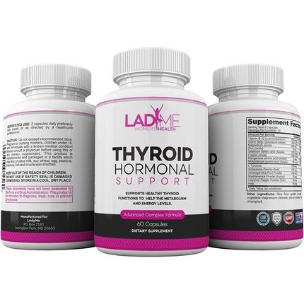 Ladyme Thyroid Support Supplement With Iodine 60 Capsules - Hormonal Support For Women'S Metabolism, Energy And Focus