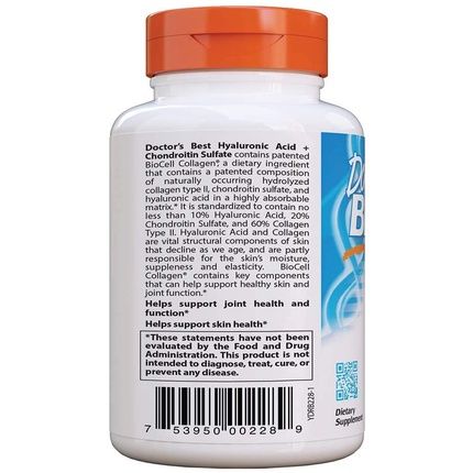 Doctor'S Best Hyaluronic Acid With Chondroitin Sulfate Featuring Biocell Collagen Joint Support 180 Count - Image 3