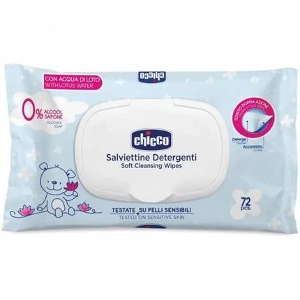 Chicco Newborn Baby Multipurpose Cleaning Wipes With Plaquette Alcohol-Free Perfumed Suitable For Sensitive Skin