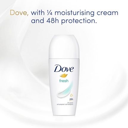 Dove Fresh Anti-Perspirant Roll On Deodorant With  1/4 Moisturising Cream 50Ml - Image 3