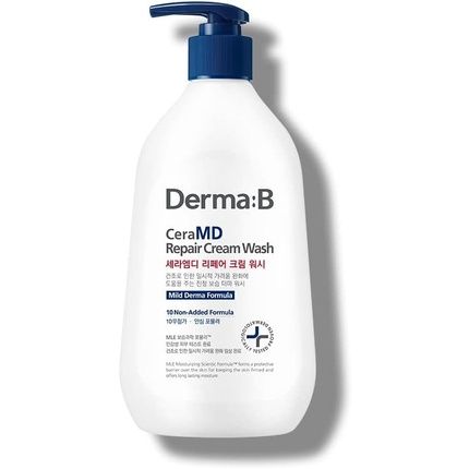 Derma B Ceramd Repair Cream Wash Unscented Fragrance Free Creamy Face & Body Cleanser 13.5 Fl. Oz. 400Ml