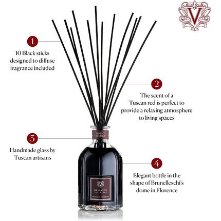 Dr. Vranjes Rosso Nobile 250Ml Reed Diffuser Home Fragrance Fruity Scent Relaxing Atmosphere Day Dark Color Made In Italy