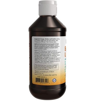 Now Supplements Liquid Elderberry For Kids With Zinc And Astragalus Immune Support 8-Ounce - Image 3