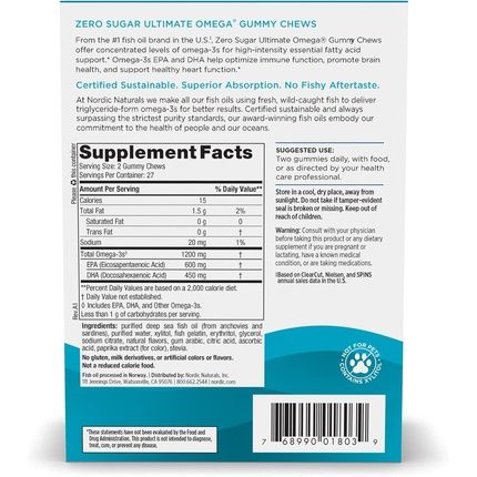 Nordic Naturals Zero Sugar Ultimate Omega Gummy Chews Tropical Fruit 54 Count - Image 3