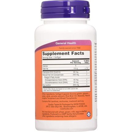 Now Foods Coq10 With Omega-3 60Mg 60 Softgels - Image 3
