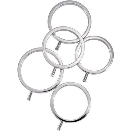 3 Brujas Electrastim Electrarings Solid Metal Cock Rings Silver 5 Pack - Image 3