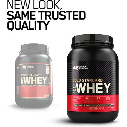 Optimum Nutrition Gold Standard Whey Protein Muscle Building Powder Double Rich Chocolate 29 Servings 899G