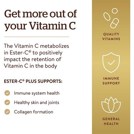 Solgar Ester-C Plus Vitamin C Complex With Patented Ester-C, Bioflavonoids, Acerola, Rose Hips And Rutin 250 Vegan Tablets 500Mg - Image 3
