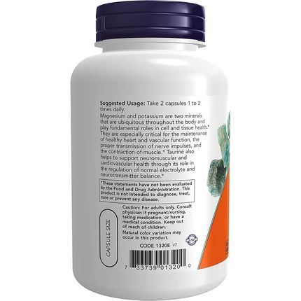 Now Foods Magnesium & Potassium Aspartate 120 Capsules - Image 3