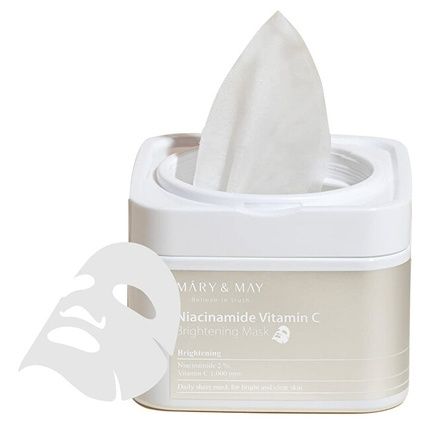 [Mary & May] Niacinamide Vitamin C Brightening Mask 30 Sheets - Korean Skincare With Cica And Ewg Green Ingredients