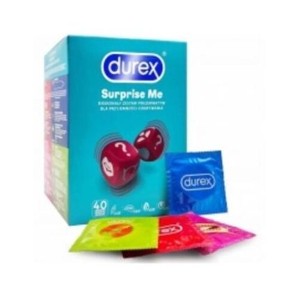 Durex Surprise Me تشكيلة متنوعة تحتوي على 40 واقي ذكري، 4 أصناف