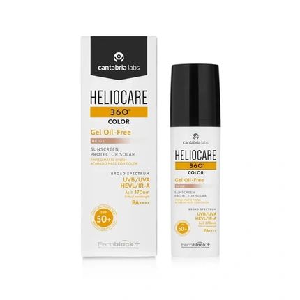 Heliocare 360 Color Gel Oil-Free Beige Spf 50 50Ml Sunscreen For Face With Uva Uvb Visible Light Infrared-A Protection And Matte Foundation Coverage