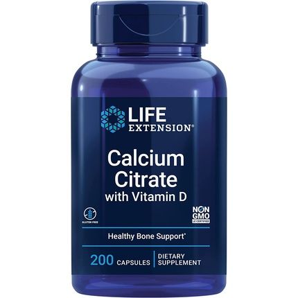 Life Extension Calcium Citrate With Vitamin D Super Absorbable Bone Health D3 Supplement 200 Capsules