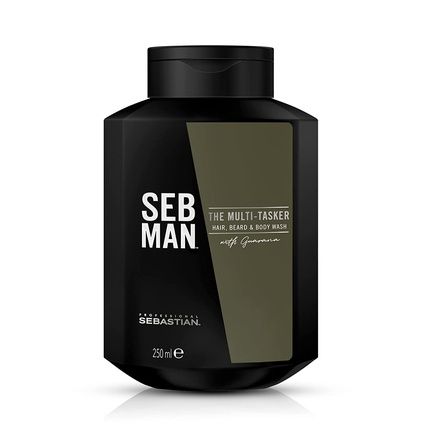 Seb Man The Multitasker 3-In-1 Shampoo Beard Shampoo And Shower Gel With Guarana Extract And Stimulating Bergamot And Pink Pepper Scent 250Ml