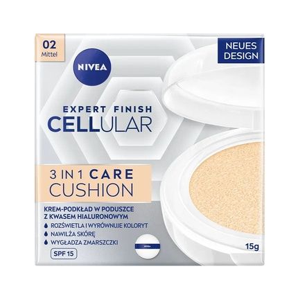 Nivea Hyaluron Cellular Filler 3In1 Care Cushion Foundation Spf15 02 Medium 15G