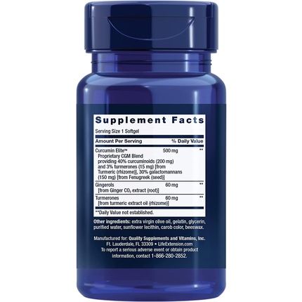 Life Extension Advanced Curcumin Elite Turmeric Extract With Ginger And Turmerones 30 Softgels 75G