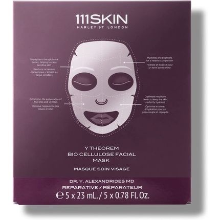 111Skin Y Theorem Bio Cellulose Facial Mask 5 Masks 115Ml/4.62Fl.Oz
