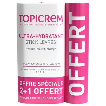 Topicrem Ultra-Hydrating Lip Stick 3 X 4G - 1 Free