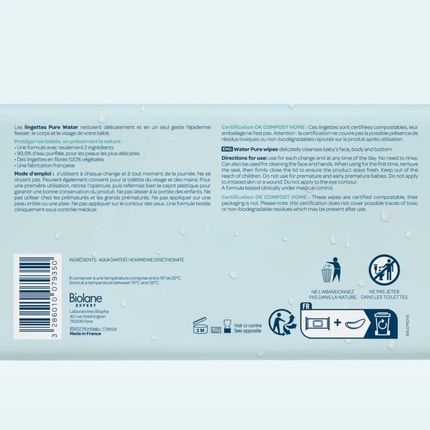 Biolane Expert Change Pure Water Cleansing Wipes 99.9% Purified Water - Image 3