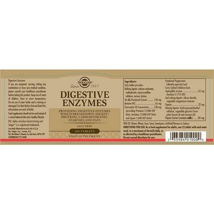 Solgar Digestive Enzymes Tablets Increase Nutrient Absorption Holistic Digestion Support Gluten Free 100 Count - Image 3