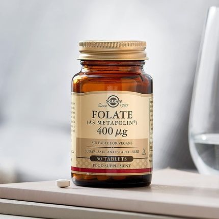 Solgar Folate 400Ug Tablets Supports Blood Formation Helps Reduce Tiredness And Fatigue Wellbeing For Men And Women Vegan