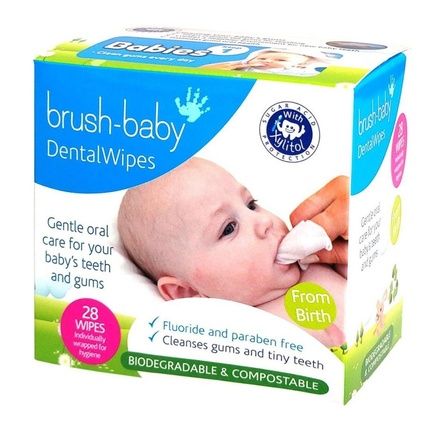 Brush Baby Dental Wipes With Xylitol For Cleaning Gums And Milk Teeth 0-16 Months 28 Pieces