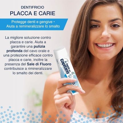 Pasta Del Capitano Bio Toothpaste Plaque & Cavities Ensures Thorough Cleaning Protects Teeth And Gums Ideal Solution Against Plaque And Cavities 100% Made In Italy 75Ml White Tube