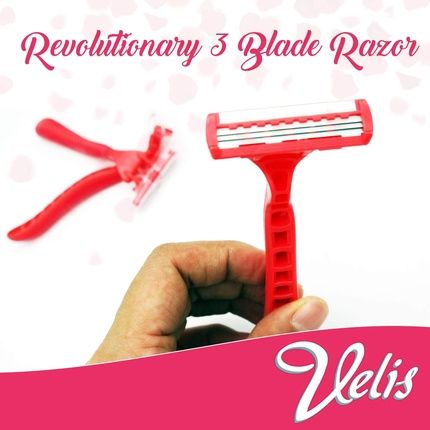 Velis Women'S Triple Blade Ultra Razors With Rubber Handles And Texture Grips - Pack Of 6 - Image 3