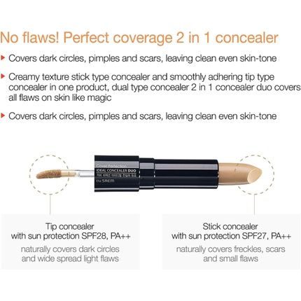 The Saem Cover Perfection Ideal Concealer Duo 1.0 Clear Beige - Image 3