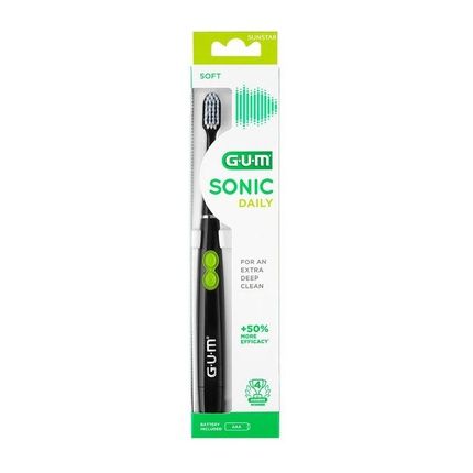 فرشاة أسنان Gum Gum Sonic Daily Black تعمل بالبطارية