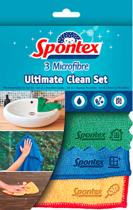 Spontex Ultimate Clean Microfiber Cloth Set 3 Pcs