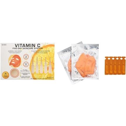 Skin Treats Vitamin C Five-Day Skincare System 7 Pieces Gift Set: 2 Hydrogel Face Mask 120G - 5 Essence Ampoules