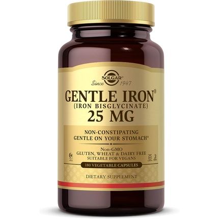Solgar Gentle Iron 20Mg Vegetable Capsules Reduces Constipating Effects Gentle On The Stomach Vegan And Gluten Free