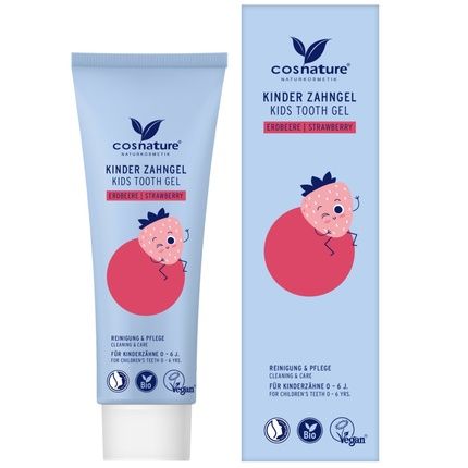 Cosnature Kids Tooth Gel Strawberry - Fluoride-Free Gel For Children Aged 0-6 Years, 75Ml