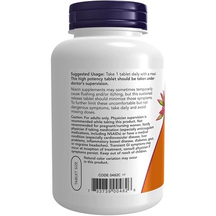 Now Supplements Niacin Vitamin B-3 500Mg Sustained Release Nutritional Health 250 Tablets - Image 3