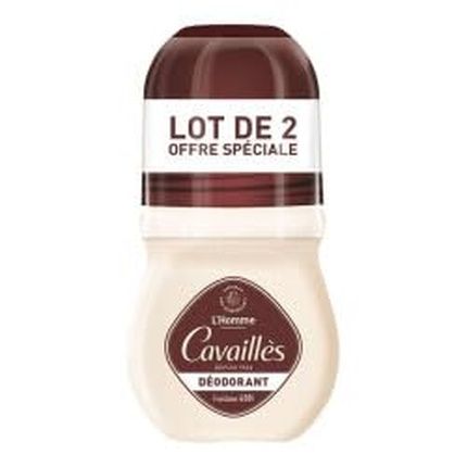 Cavailles Dermato Deodorant For Men Fresh 48 Hours Roll-On 50Ml X 2 Lemon And Rosemary Scent Bottle 100% Recycled & Recyclable