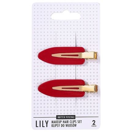 Sister Young Lily Makeup Hair Clips Set Red 2 Pieces