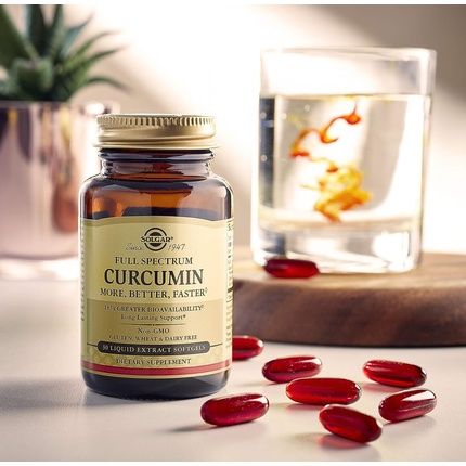 Solgar Full Spectrum Curcumin Softgels 30 Pack Liquid Extract Of Turmeric Supports Brain Joint & Immune System Health Gluten Free Gold - Image 3