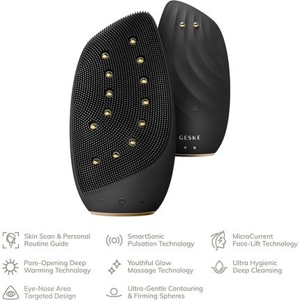 Geske Smartappguided Sonic Thermo Facial Brush & Face-Lifter 8 In 1 Silicone Face Cleansing & Anti Aging