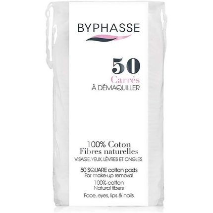 Byphasse 50 Square Cotton Natural Makeup Remover Pads