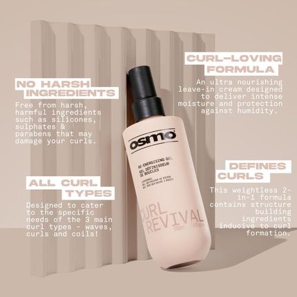 Osmo Curl Revival Re-Energising Gel Medium Hold Curl Definition Water-Based