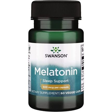 Swanson Melatonin 0.5Mg 60 Capsules Per Container Sleep Aid Vegetarian Dietary Supplement - Image 3