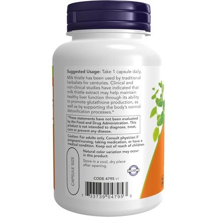 Now Foods Milk Thistle Extract 750Mg Silymarin 600Mg Maximum Strength - 90 Capsules - Image 3